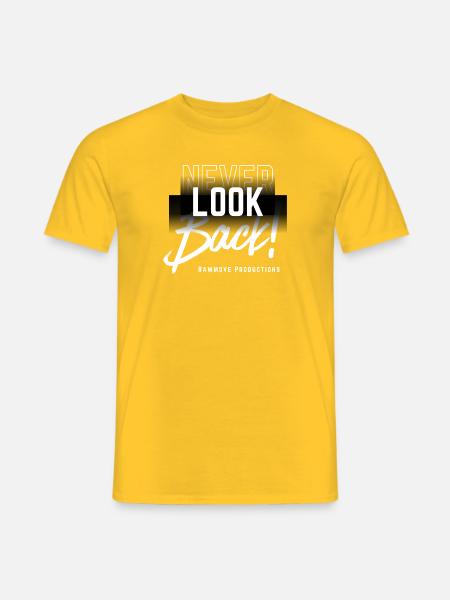 Never Look Back Kontrast Textdesign - Männer T-Shirt - Gelb
