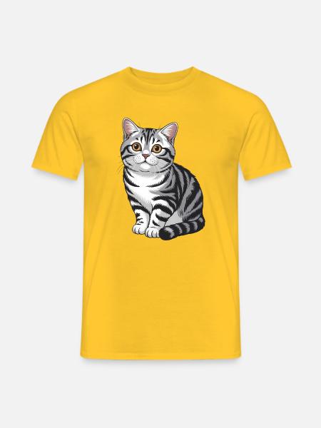 Tabby-Katzenporträt - Männer T-Shirt - Gelb
