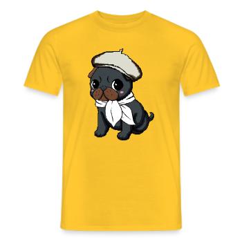 Black Pug Beret - Männer T-Shirt - Gelb - Vorne - AI Model Male 178 dark (178cm)