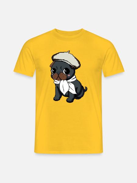 Black Pug Beret - Männer T-Shirt - Gelb