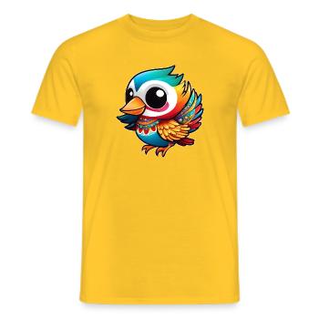 Mignon oiseau en fête - T-shirt homme - jaune - Devant - AI Model Male 178 dark (178cm)