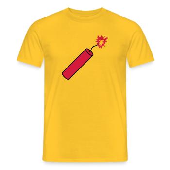 rod tnt dynamite explode explosion blast - Men's T-Shirt - yellow - Front - AI Model Male 178 dark (178cm)