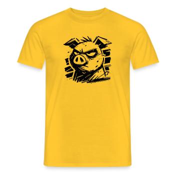 da guckt das Schwein - Männer T-Shirt - Gelb - Vorne - AI Model Male 178 dark (178cm)