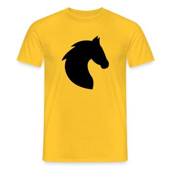 Cheval, tête, tête de cheval, équitation, silhouette, crinière - T-shirt homme - jaune - Devant - AI Model Male 178 dark (178cm)