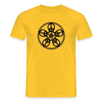 Treble Clef Mandala (black) - Men's T-Shirt - yellow - Front - AI Model Male 178 dark (178cm)