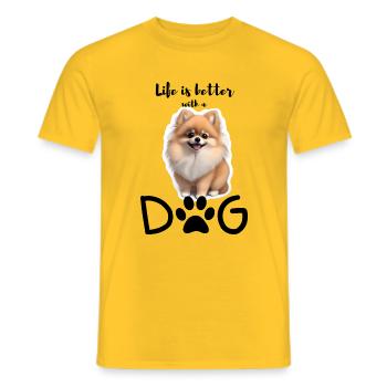 Pur bonheur avec un Poméranien - T-shirt homme - jaune - Devant - AI Model Male 178 dark (178cm)