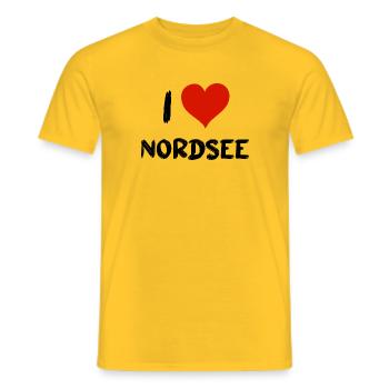 I love Nordsee - Männer T-Shirt - Gelb - Vorne - AI Model Male 178 dark (178cm)