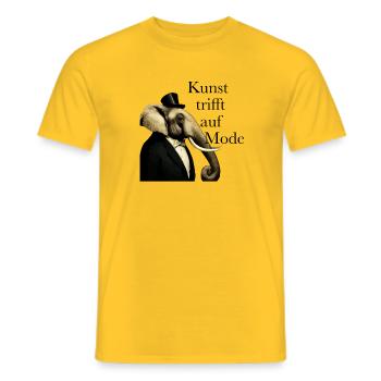 Kunst trifft auf Mode Elefanten Geschenk Shirt - Männer T-Shirt - Gelb - Vorne - AI Model Male 178 dark (178cm)