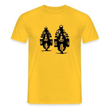 Motorräder fahrend - Männer T-Shirt - Gelb - Vorne - AI Model Male 178 dark (178cm)