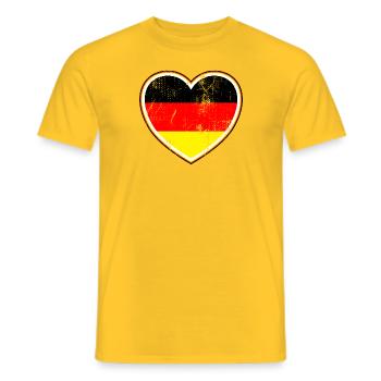 Le drapeau de l’Allemagne dans le cœur - T-shirt homme - jaune - Devant - AI Model Male 178 dark (178cm)
