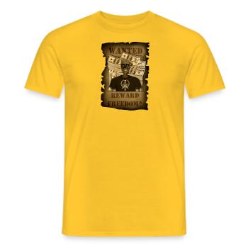 Govos Wanted Dollar freedom - Men's T-Shirt - yellow - Front - AI Model Male 178 dark (178cm)