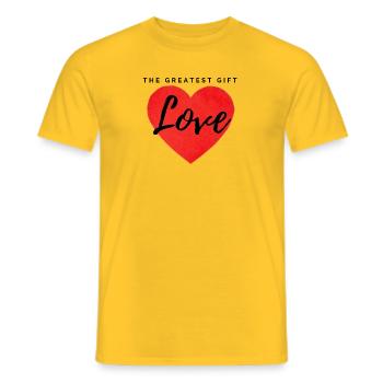 The greatest gift: Love - Männer T-Shirt - Gelb - Vorne - AI Model Male 178 dark (178cm)