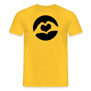 Cœur avec mains Main cœur <3 - T-shirt homme - jaune - Devant - AI Model Male 178 dark (178cm)