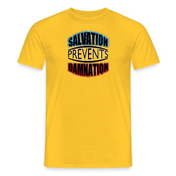 Salvation Prevents Damnation - Men's T-Shirt - yellow - Front - AI Model Male 178 dark (178cm)