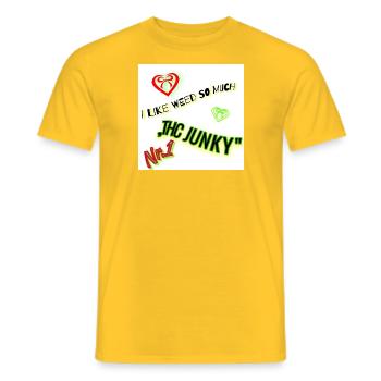 THC JUNKY - Men's T-Shirt - yellow - Front - AI Model Male 178 dark (178cm)
