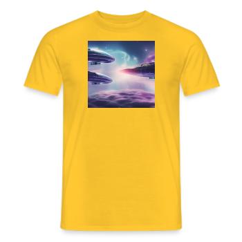 Futuristischer Himmel - Männer T-Shirt - Gelb - Vorne - AI Model Male 178 dark (178cm)