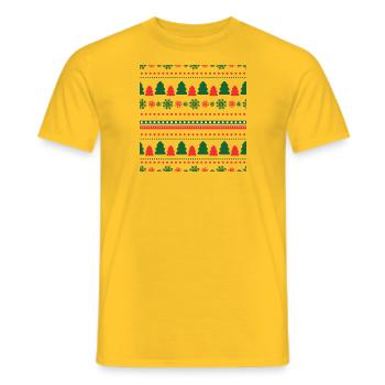 Christmas Gifts | Tree - Snowflake Pattern 2022 - Men's T-Shirt - yellow - Front - AI Model Male 178 dark (178cm)