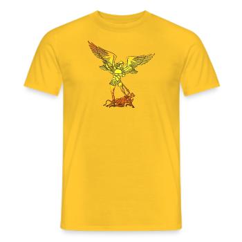 Michael archangel saint christian angels saint snkt - Men's T-Shirt - yellow - Front - AI Model Male 178 dark (178cm)
