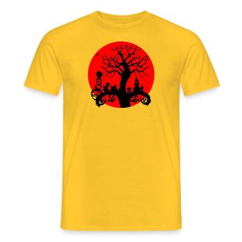 Helloween Tree with Houses - Männer T-Shirt - Gelb - Vorne - AI Model Male 178 dark (178cm)