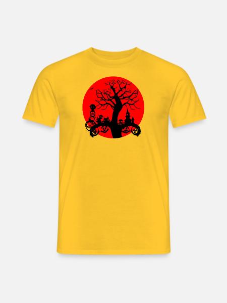 Helloween Tree with Houses - Männer T-Shirt - Gelb