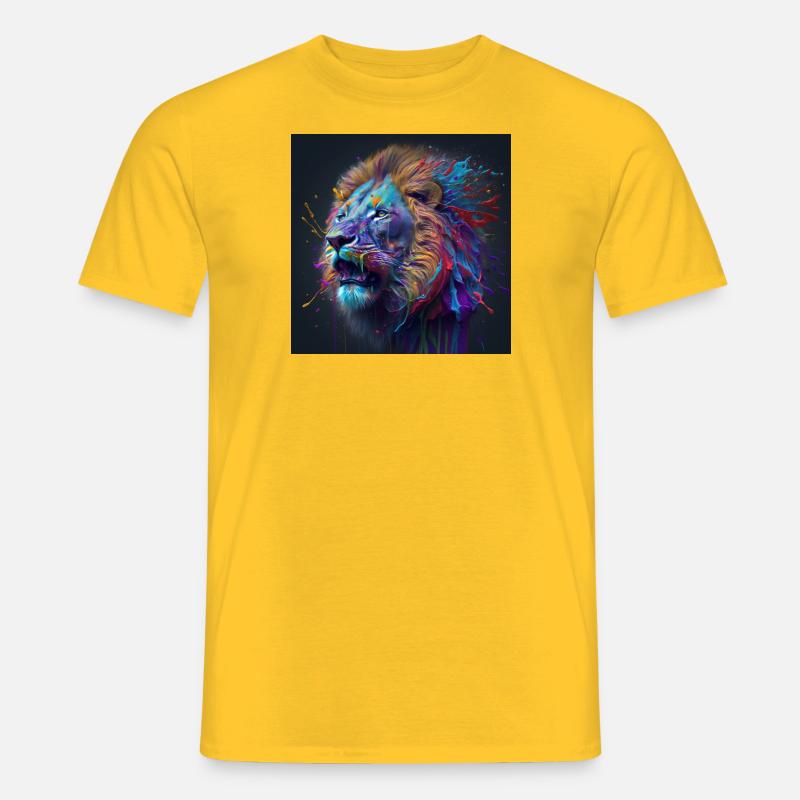 Farbiger Löwe, einzigartiges Design - Männer T-Shirt - Gelb