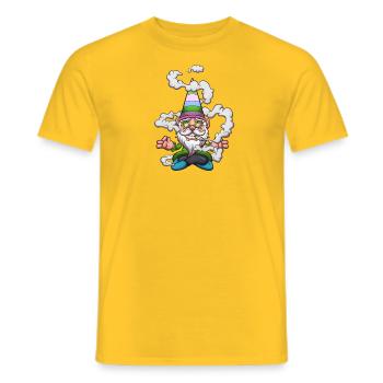 Lustiger Zwerg, der einen Joint raucht - Männer T-Shirt - Gelb - Vorne - AI Model Male 178 dark (178cm)