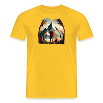Wandern in den Bergen Outdoor Design - Männer T-Shirt - Gelb - Vorne - AI Model Male 178 dark (178cm)