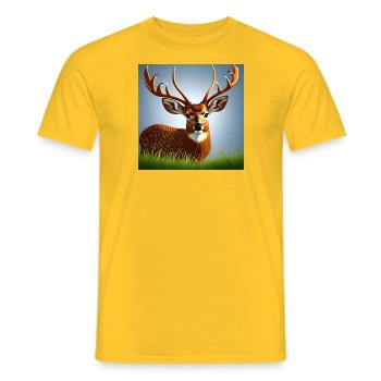 Deer in the Grass - Men's T-Shirt - yellow - Front - AI Model Male 178 dark (178cm)