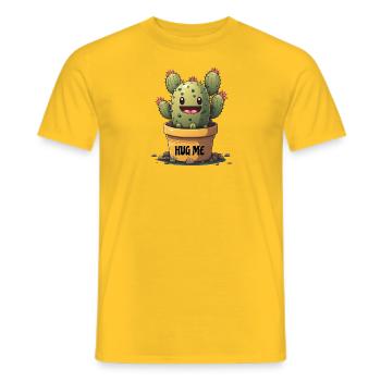 Happy Cactus Cartoon Hug Me - Men's T-Shirt - yellow - Front - AI Model Male 178 dark (178cm)