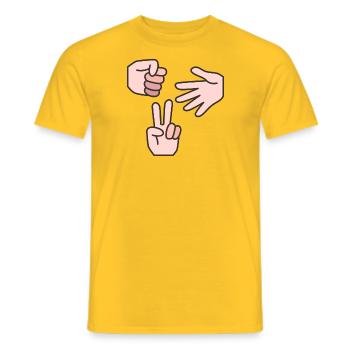Schere Stein Papier - Männer T-Shirt - Gelb - Vorne - AI Model Male 178 dark (178cm)