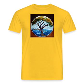 Roots of Being - Men's T-Shirt - yellow - Front - AI Model Male 178 dark (178cm)