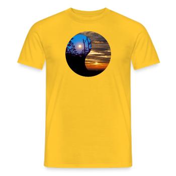 Yin and Yang of day and night in nature - Men's T-Shirt - yellow - Front - AI Model Male 178 dark (178cm)