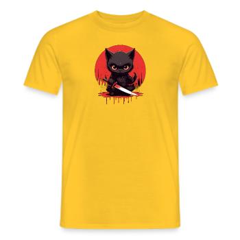 Bloodthirsty Black Cat - Men's T-Shirt - yellow - Front - AI Model Male 178 dark (178cm)