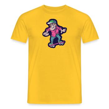 Skater Boy - skateboarding cartoon character - Men's T-Shirt - yellow - Front - AI Model Male 178 dark (178cm)