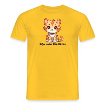 Katzen machen mich Glücklich - Männer T-Shirt - Gelb - Vorne - AI Model Male 178 dark (178cm)