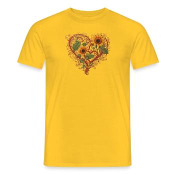 Herz im Herbst - Männer T-Shirt - Gelb - Vorne - AI Model Male 178 dark (178cm)