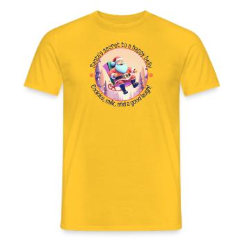 Santa's secret to a happy belly - Men's T-Shirt - yellow - Front - AI Model Male 178 dark (178cm)
