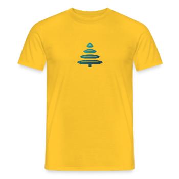 Christmas Tree Design Line Design Green Blue - Men's T-Shirt - yellow - Front - AI Model Male 178 dark (178cm)