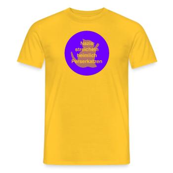 Nazis streicheln heimlich Perserkatzen - Männer T-Shirt - Gelb - Vorne - AI Model Male 178 dark (178cm)