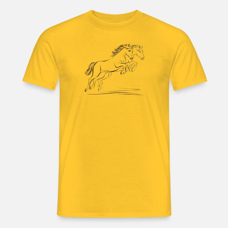 Zwei Pferde - Männer T-Shirt - Gelb