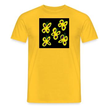 Yellow butterflies on black background - Men's T-Shirt - yellow - Front - AI Model Male 178 dark (178cm)