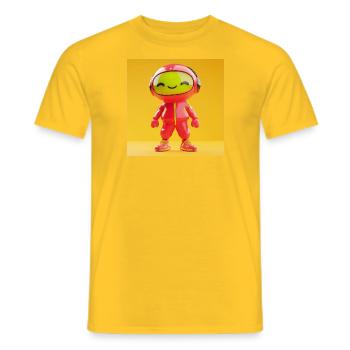 Personnage 3D - Robot mignon - T-shirt homme - jaune - Devant - AI Model Male 178 dark (178cm)