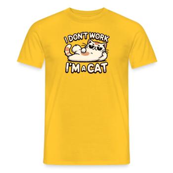 I Don't Work, I'm a Cat 😼✨ - Men's T-Shirt - yellow - Front - AI Model Male 178 dark (178cm)
