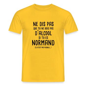 Ne dis pas que tu ne bois pas si tu es normand - T-shirt homme - jaune - Devant - AI Model Male 178 dark (178cm)
