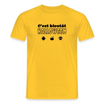 Soon halloween - Men's T-Shirt - yellow - Front - AI Model Male 178 dark (178cm)