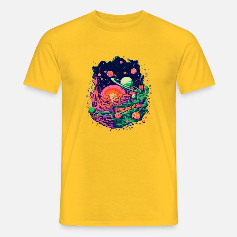 Mysterious solar system with planets - Men’s T-shirt - yellow