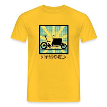 Vélo cargo Popartstyle, Vélo cargo - T-shirt homme - jaune - Devant - AI Model Male 178 dark (178cm)