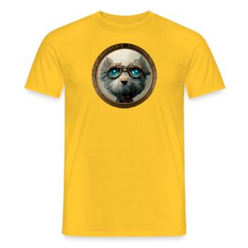 chien steampunk - T-shirt homme - jaune - Devant - AI Model Male 178 dark (178cm)