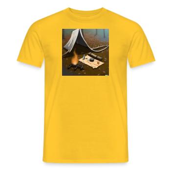 Campfire Oase - Männer T-Shirt - Gelb - Vorne - AI Model Male 178 dark (178cm)