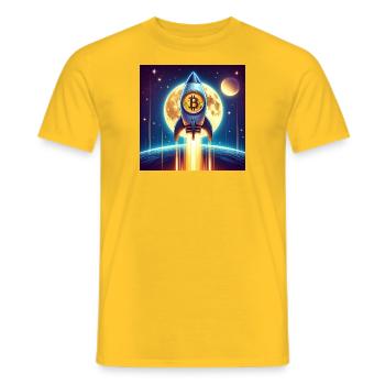 Bitcoin moon rocket - Männer T-Shirt - Gelb - Vorne - AI Model Male 178 dark (178cm)